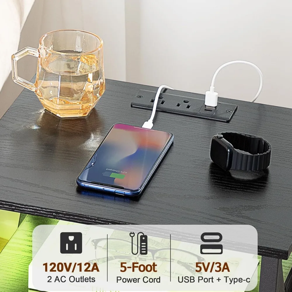 End Tables Equipped with RGB color LED lights Using lightweight and sturdy materials for easy assembly End Tables