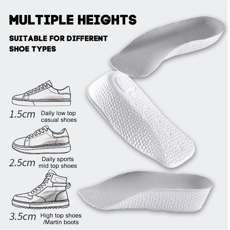 1.5-3.5CM Invisible Height Increasing Insole Orthopedic Arch Support Insole Soft Elastic Light Weight for Men Women Shoes Pads image 4