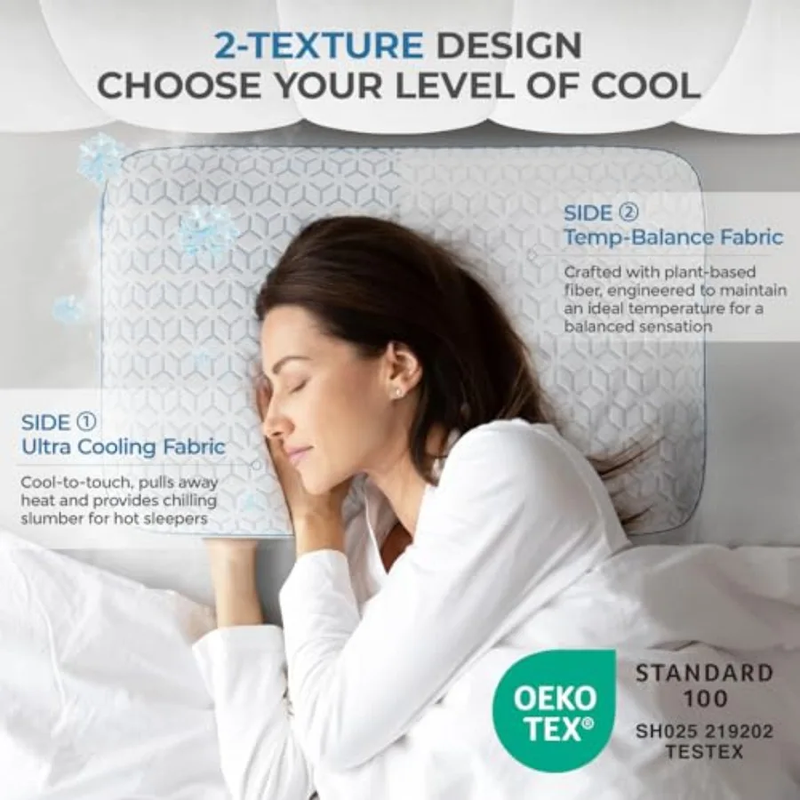Cooling Pillows Size Set of 2, Shredded Memory Foam Pillows 2 Pack for Hot Sleepers, Cold Bed Pillows for Sleeping, Washable wi view 2