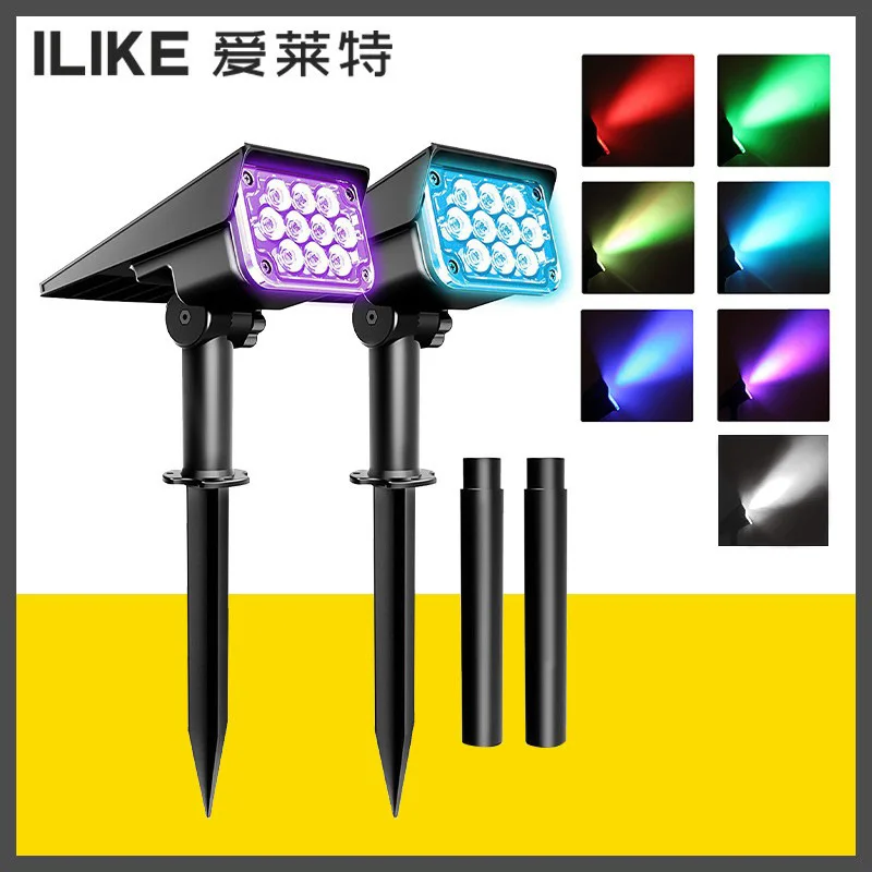 

New Lawn Solar Lamps LED Waterproof Outdoor RGB Spotlight Landscape Garden Villa Courtyard Plug-in/wall-mounted Tree Light Hot