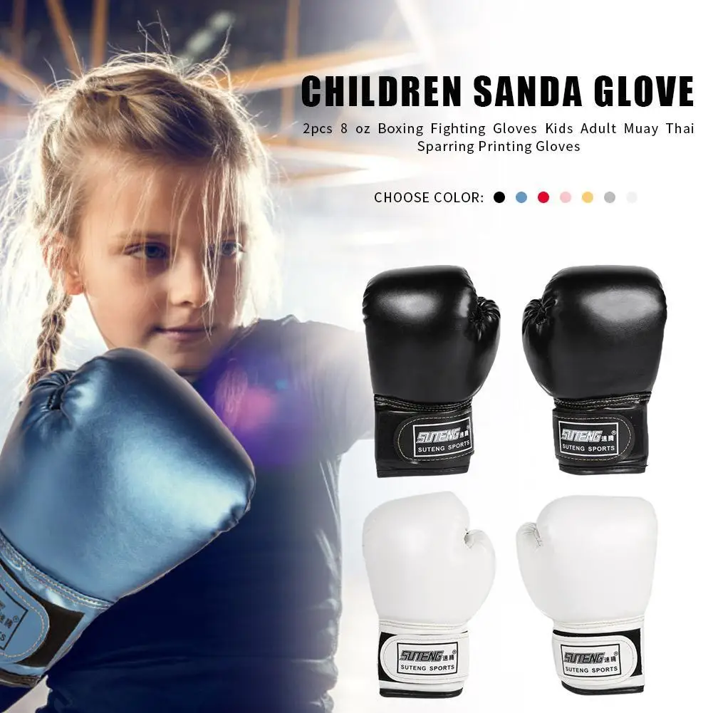 Mitaines de compétition Muay Thai en cuir isotPU pour enfants, mitaines d'entraînement de boxe, éponge, professionnelles, respirantes, entraînement, 2 pièces