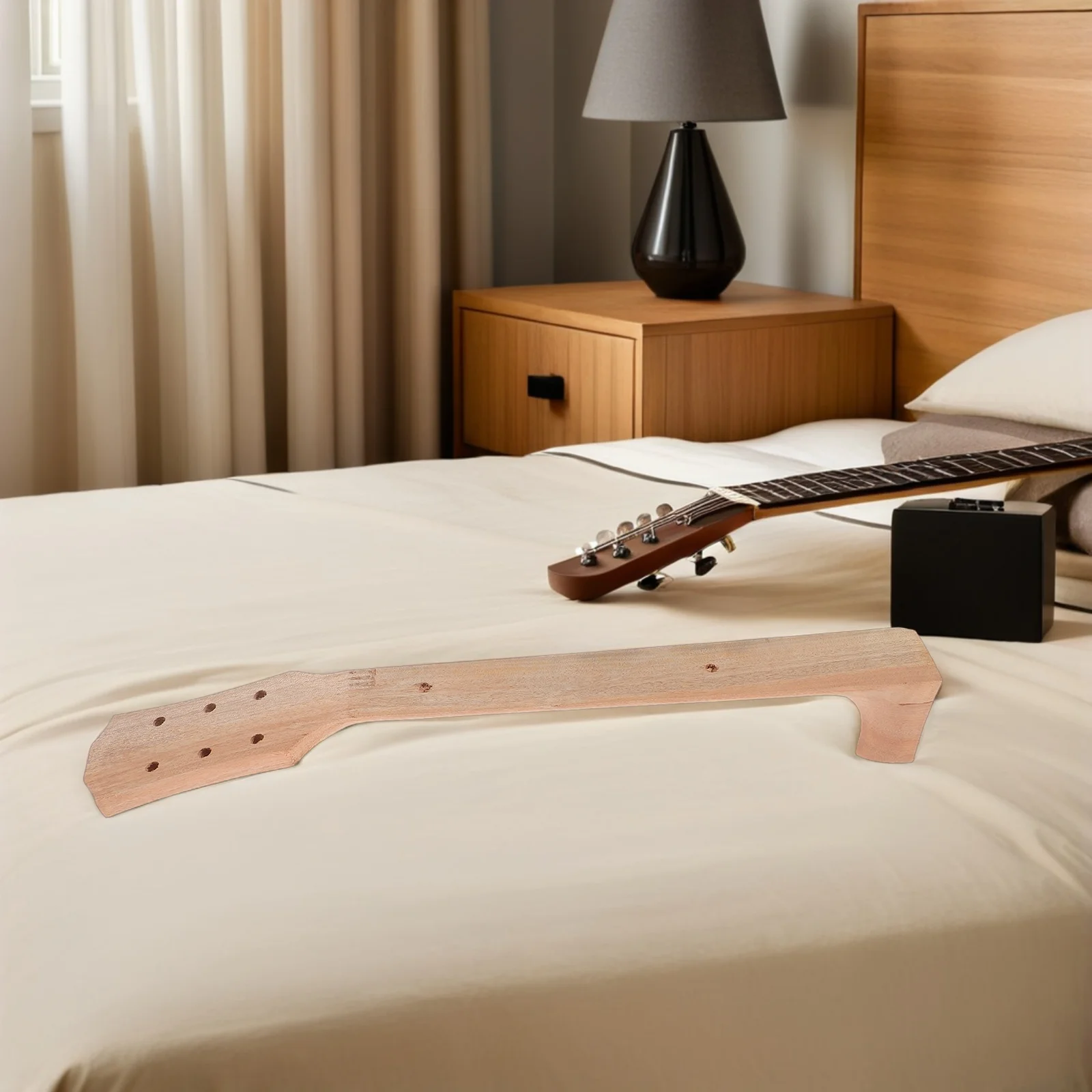 

Wooden Acoustic Guitar Neck Replacement 41 Inch Folk Style Durable Easy Installation Resonance Sound Electric Guitar Parts