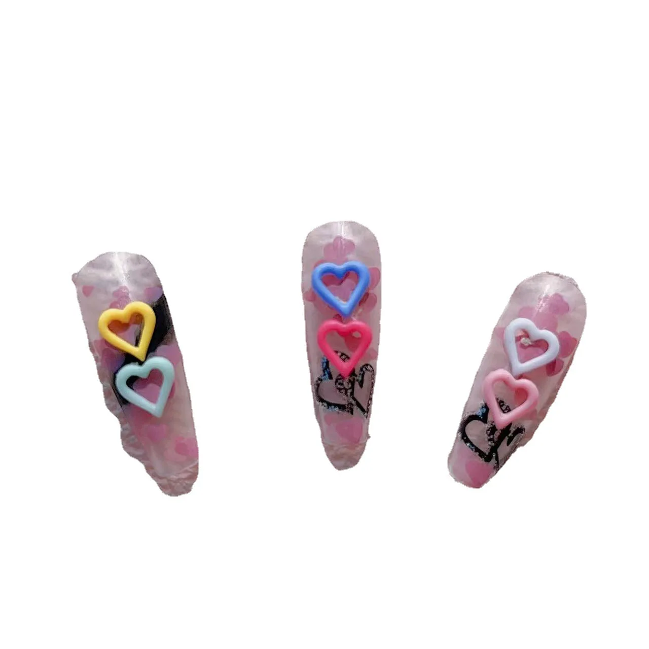 20pcs Macaron Love Nail Art Accessories Jewelry Cute Love Heart Star Resin 3D Nail Charms Kawaii Bulk Manicure Decoration Parts