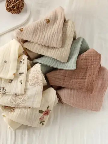 5Pcs Baby Cotton Washcloth Newborn Burp Cloth Square Towels 6-Layer Pure Cotton Soft Absorbent Gauze Cotton Baby Towels