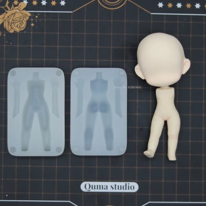 Q Version of Man Body 2 - 4 Head Body Than Silicone Mold DIY manufacture Ultra Light Clay  Animation Cartoon Character Mold