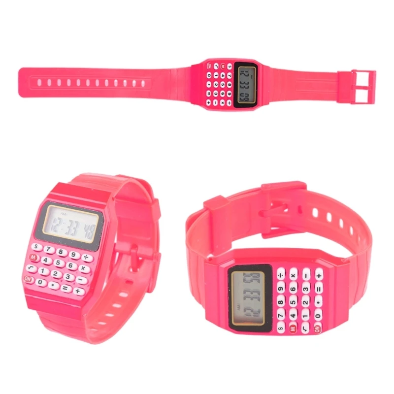 Reloj pulsera con calculadora electrónica multiusos con fecha silicona para niños a