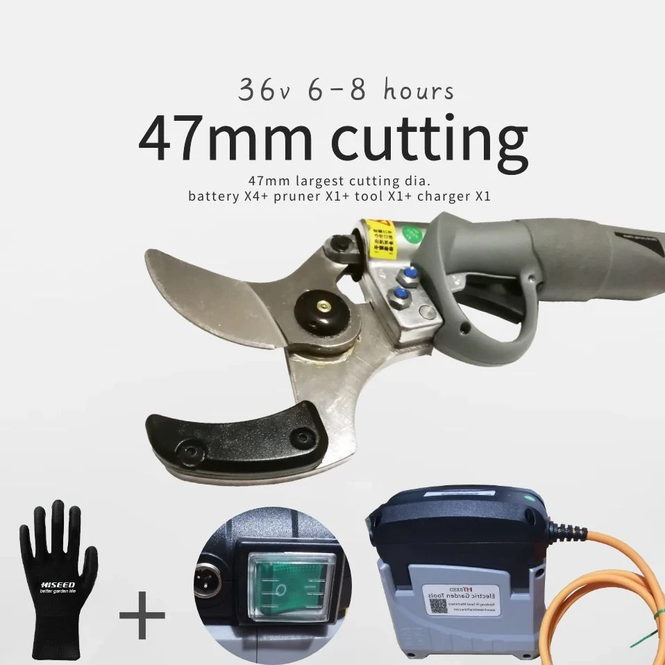 long working hours thick branch Li-ion battery pruners 47mm cutting vineyard cutting tree electric scissors