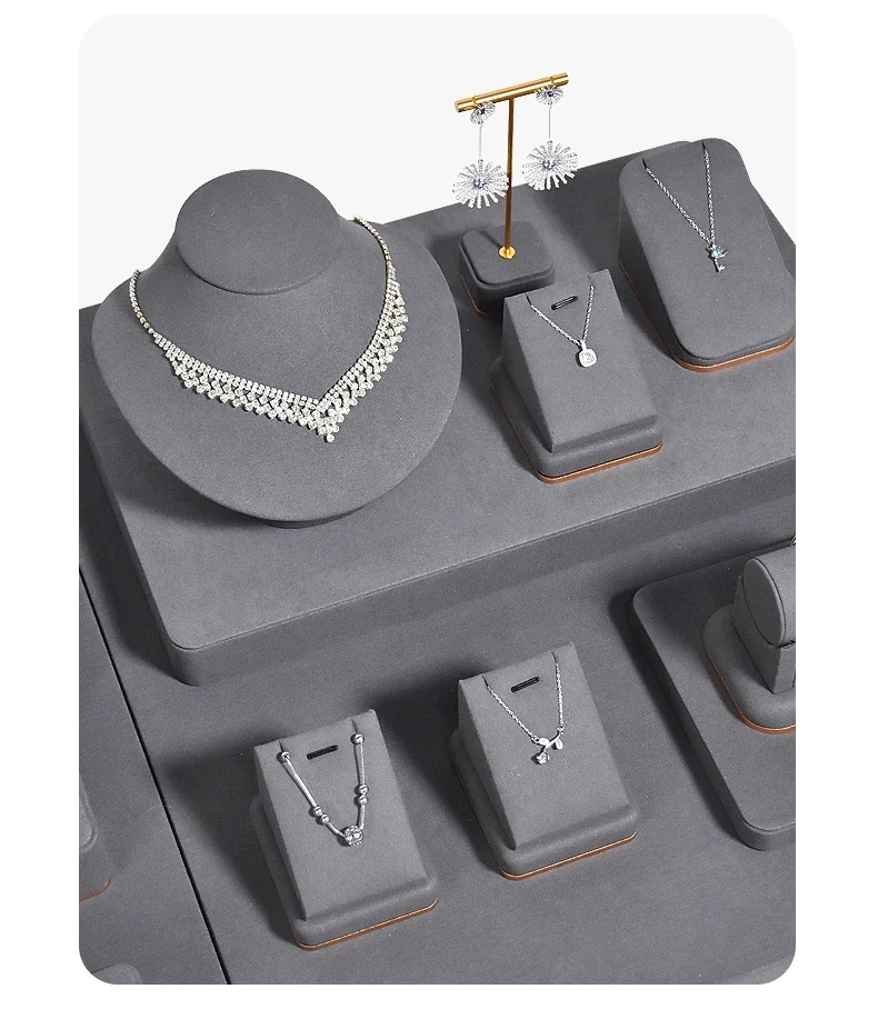 Dark Gray Jewelry Display Props Set Counter Jewelry Holder for Pendant Ring Bracelet Complete Jewelry Showcase Collection