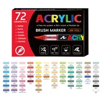 Juego de rotuladores acrílicos de 12-72 colores, bolígrafos de pintura acrílica impermeables para lienzo, roca, madera, piedra, vidrio, pintura de tela, manualidades DIY
