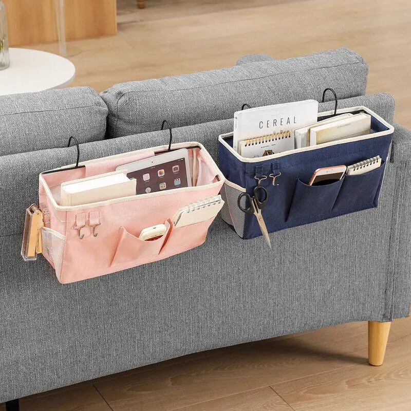 Bedside Pockets Gadget Storage Canvas Cabin Shelf Bunks Hanging Bag Organiser Pockets Couch Side Pouch Hook Holder Home Gadget