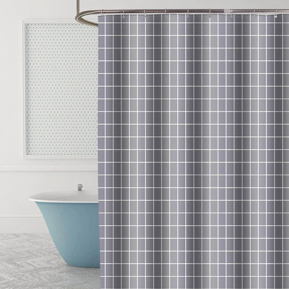 

Водонепроницаемая занавеска для душа из полиэстера в клетку, влагонепроницаемая занавеска для ванной комнаты, классический дизайн, встроенные кольцевые отверстия, размер 10.