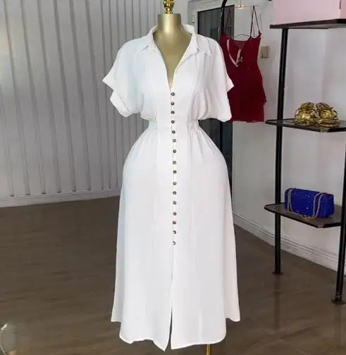

Urban Women's Dresses 2025 Summer New Fashion Button Up Shirt Dress Versatile Commuting Women's Summer Short Sleeved Dress