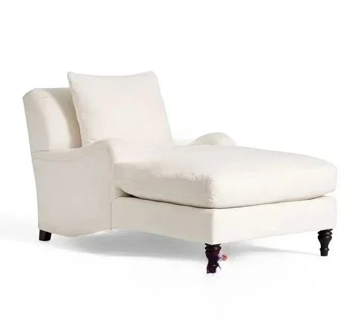 TTHot sales simple small apartment combination modern lazy sofa single cotton and linen fabric chaise longue couch