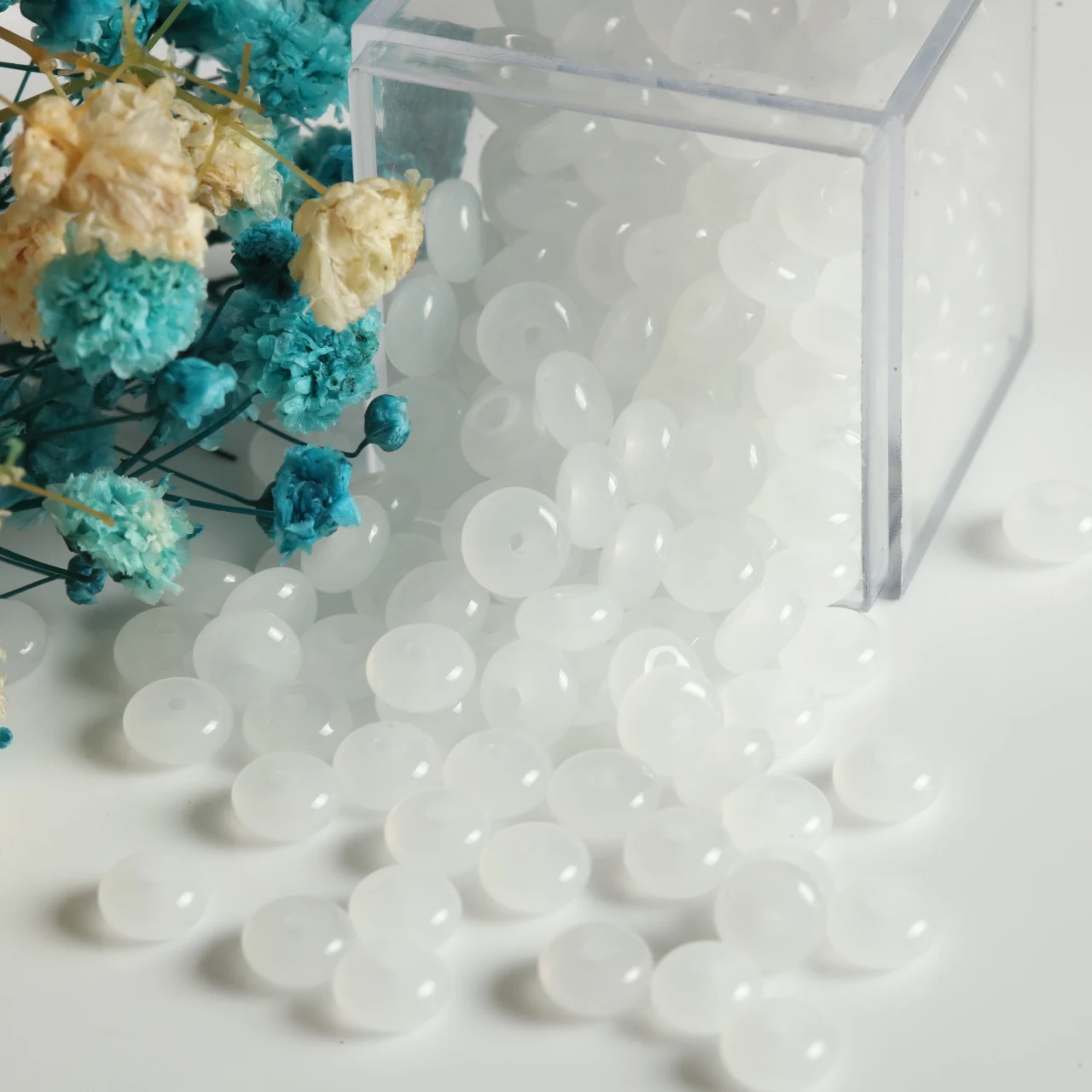Fashion 3x6mm Abacus Glass Loose Beads 100-800pcs Bulk Ivory White Spacer Beads For Handmade Beading Bracelet Material