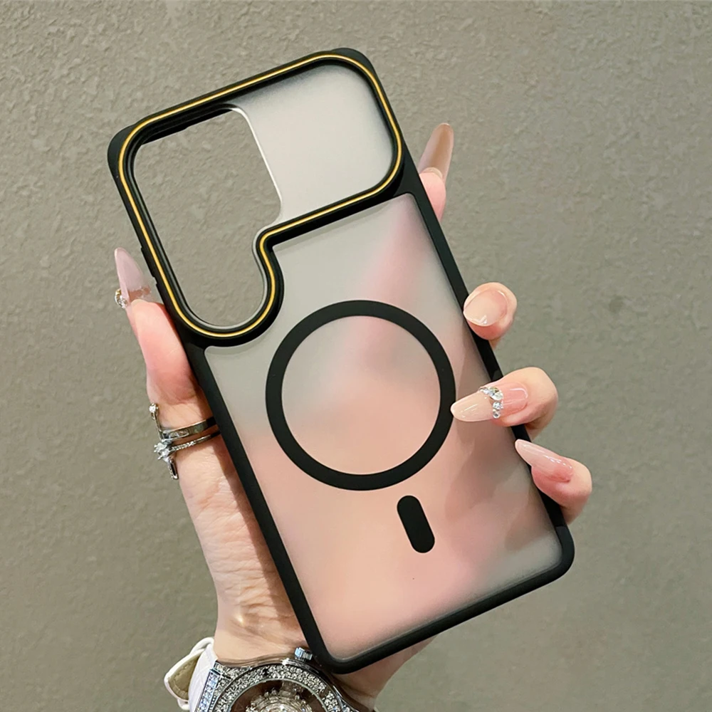 For MagSafe Frosted Transparent Phone Case For Samsung Galaxy S26 S25 Ultra FE S24 S23 Wireless Charging Protection Back Cover