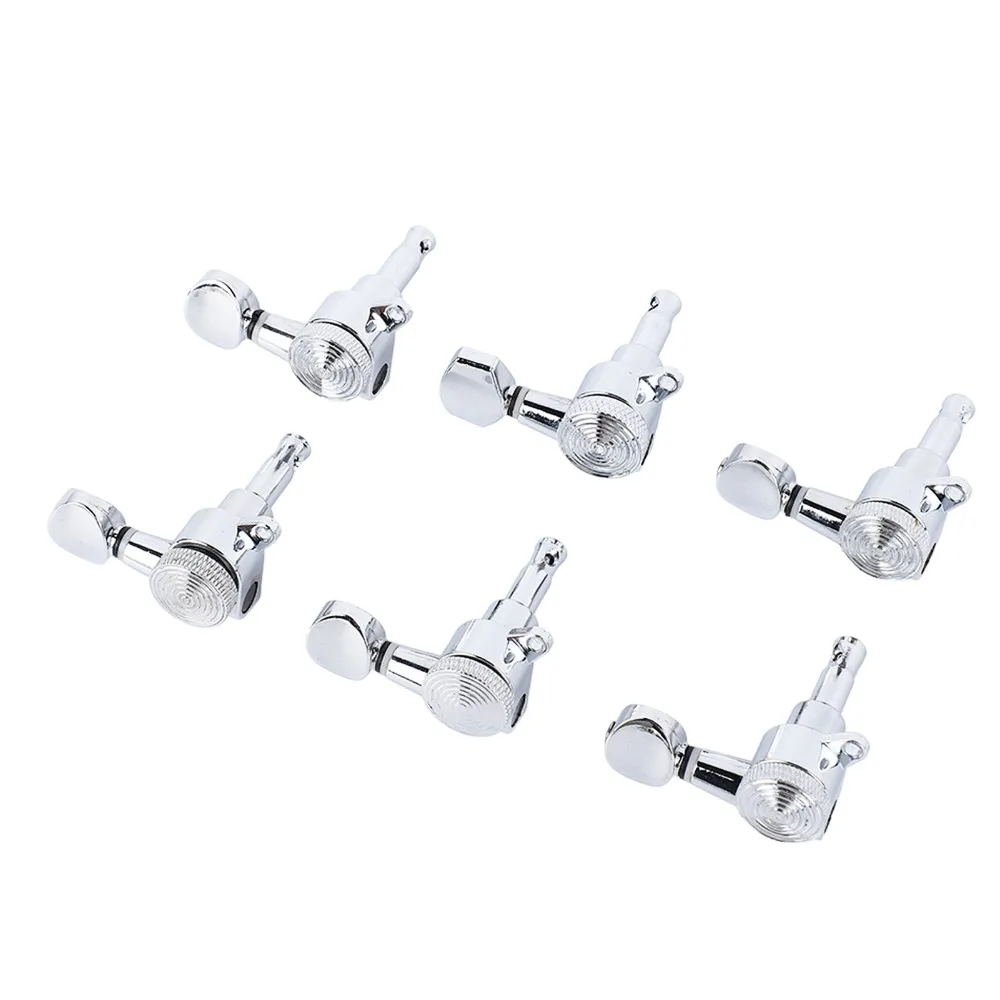 Professional Metal Electric Guitar Tuning Pegs 6R Configuration Silver Guitar Locking Tuners String Tuning Keys Electric Guitar