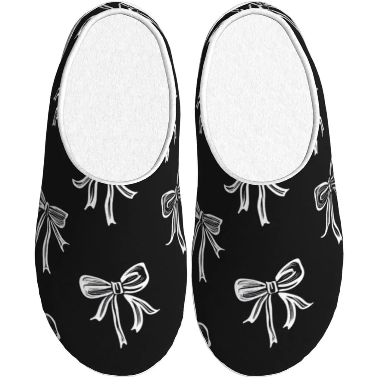 

Женские уютные тапочки с черными и белыми бантами, домашние и уличные домашние тапочки из мягкого хлопка с противоскользящей подошвой