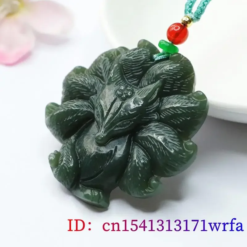 Hetian Jade Fox Pendant Designer Charms Natural Necklace Real Stone Talismans Chinese Amulet Luxury Jewelry Accessories Gift