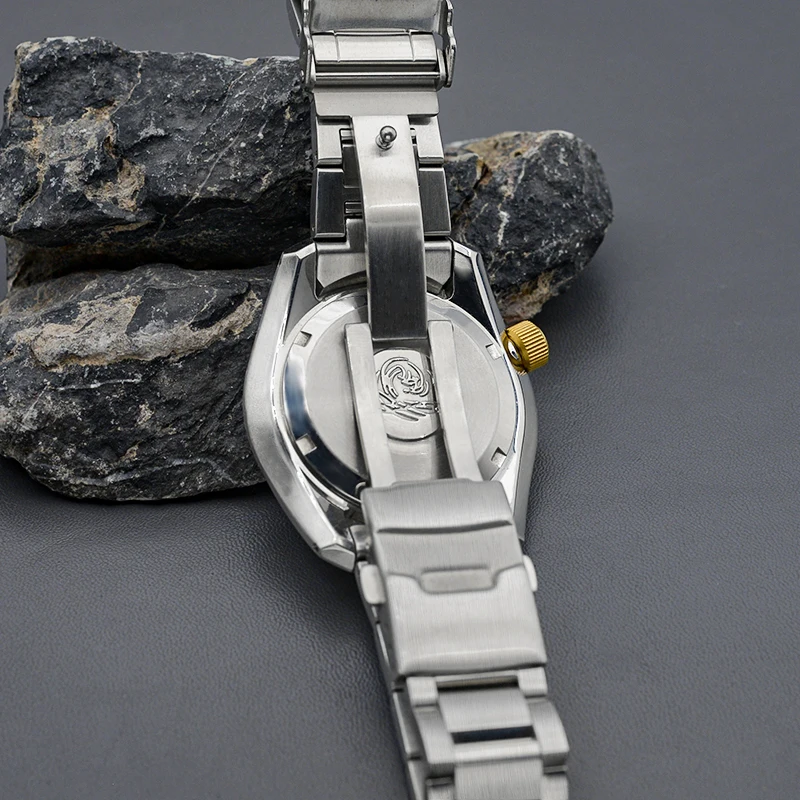 NH35 case SPB185 silver case, sapphire glass, polished and brushed, flower caseback, water-resistant, stainless steel, bracelet