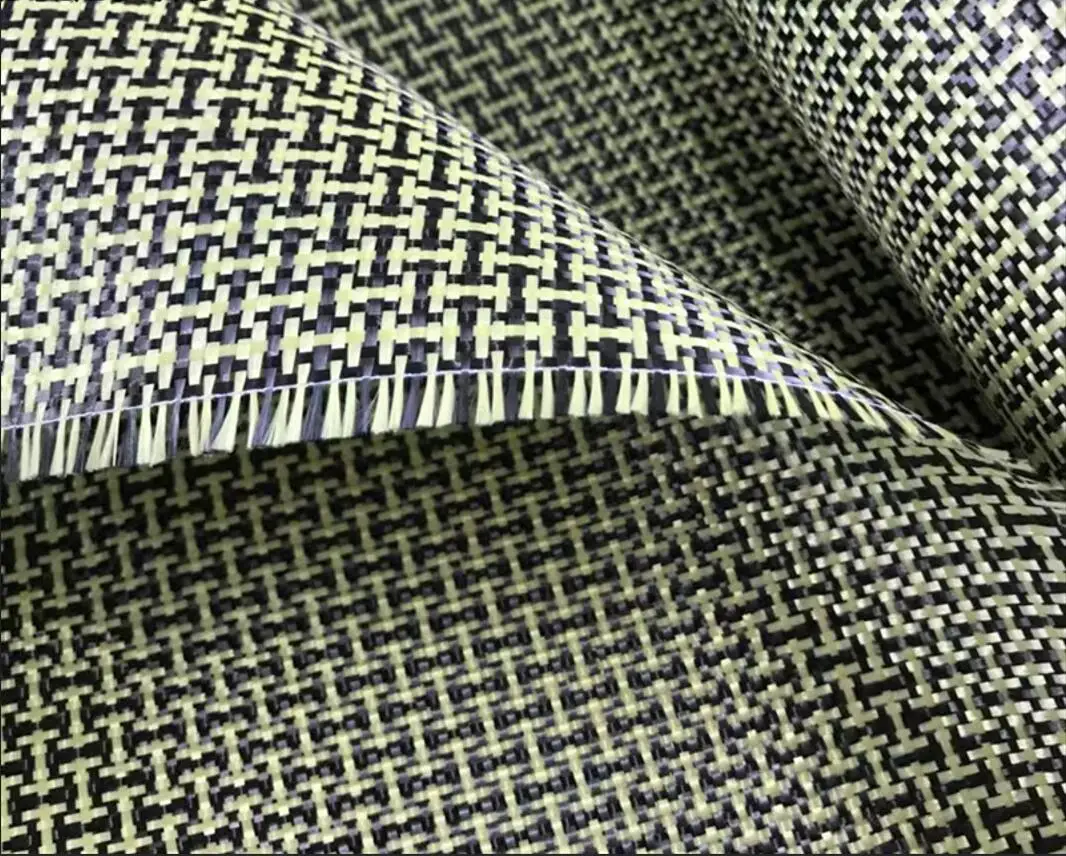 200gsm 1500D Kevlar & Carbon fiber mixed Cloth Hybrid H Pattern Carbon Kevlar Fiber Fabric 50cm x100cm