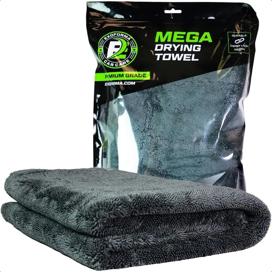 

Mega Car Drying Towel Holds Up to 9 lbs No Streaks Scratches or Water Spots 1200 GSM Microfiber Double Twist Pile Edgel Design