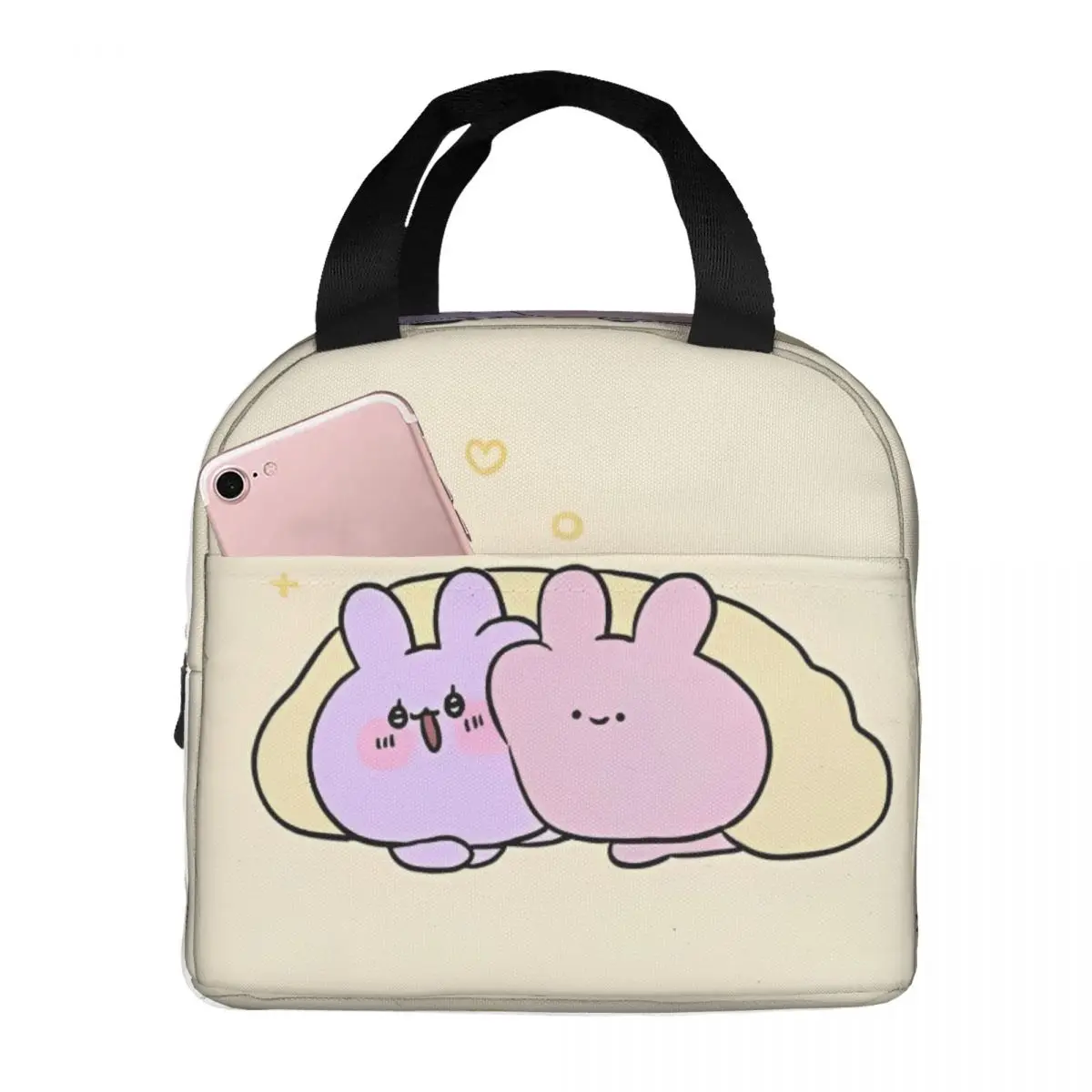 Asamimichaan Asleep Cartoon Insulated Lunch Bags Large Cute Asamimi Thermal Bag Tote Lunch Box School Picnic Food Storage Bags