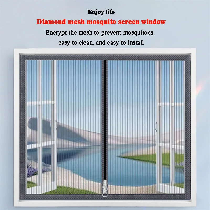 Summer King Kong Net Customized Invisible Mosquito Screen Window Self Installing Home Mosquito Net Gray Zipper Anti Cat Scratch
