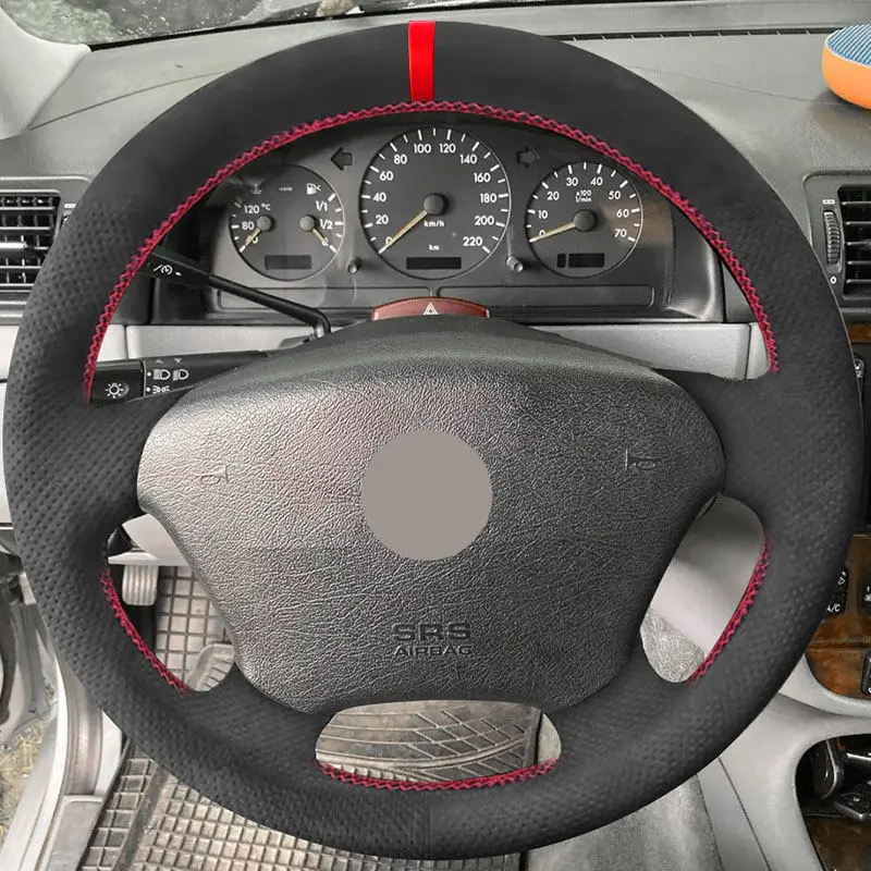 Braids on Steering Wheel For Mercedes Benz M Class W163 ML230 320 350 430 500 1997 Car Steering Wheel Cover Suede Leather Trim