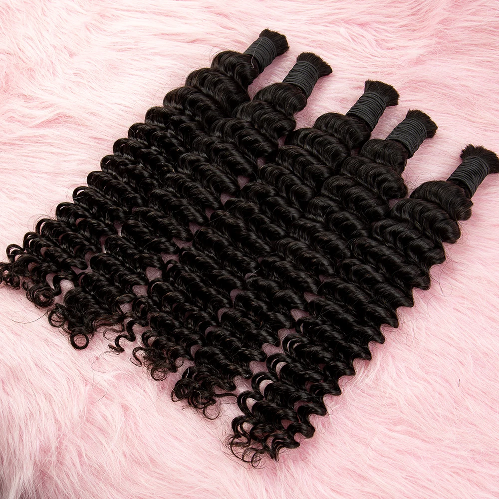 Deep Wave Bulk Hair Extension High Quality Hair Bulk 100% Virgin Hair Bulk Hair Extension With No Weft Material For Salon