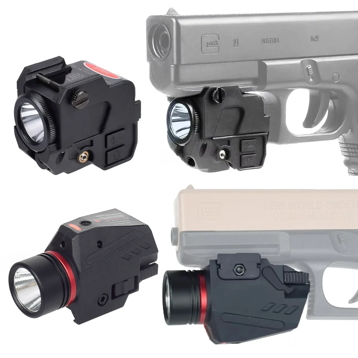 

Tactical Compact Pistol LED Flashlight Green Red Lasers Sight Combo Gun Light Scout Light For 1911 Glock 17 19 Handgun