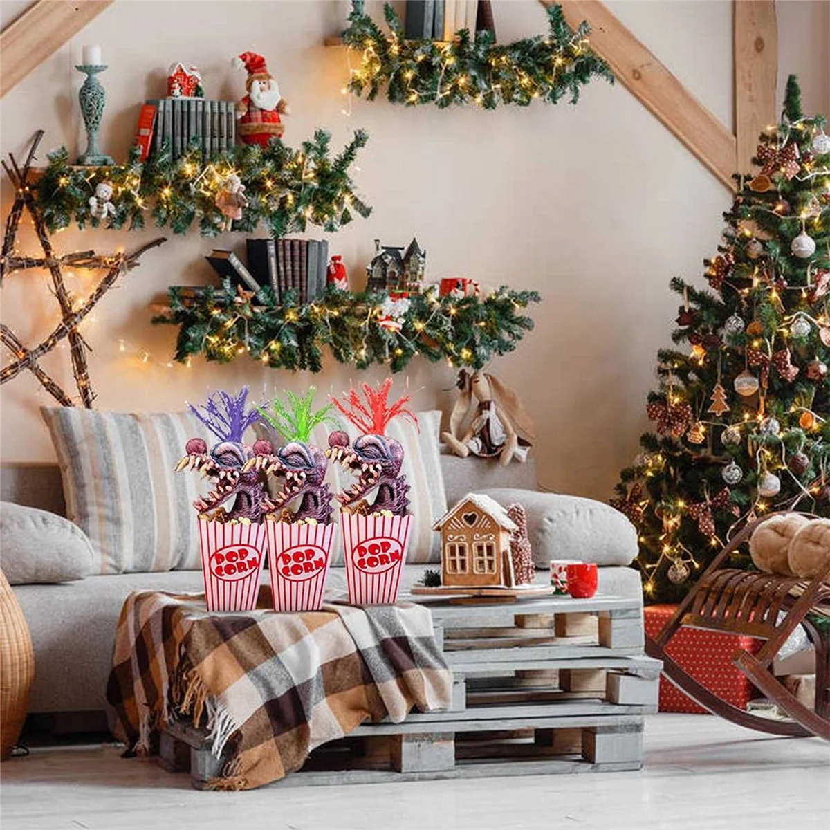 تمثال المهرج، ديكور المهرج للهالوين الفشار المهرج المخيف رأس المهرج تمثال الراتنج الحرفية مهرج من الفضاء الأرجواني الساخن #3