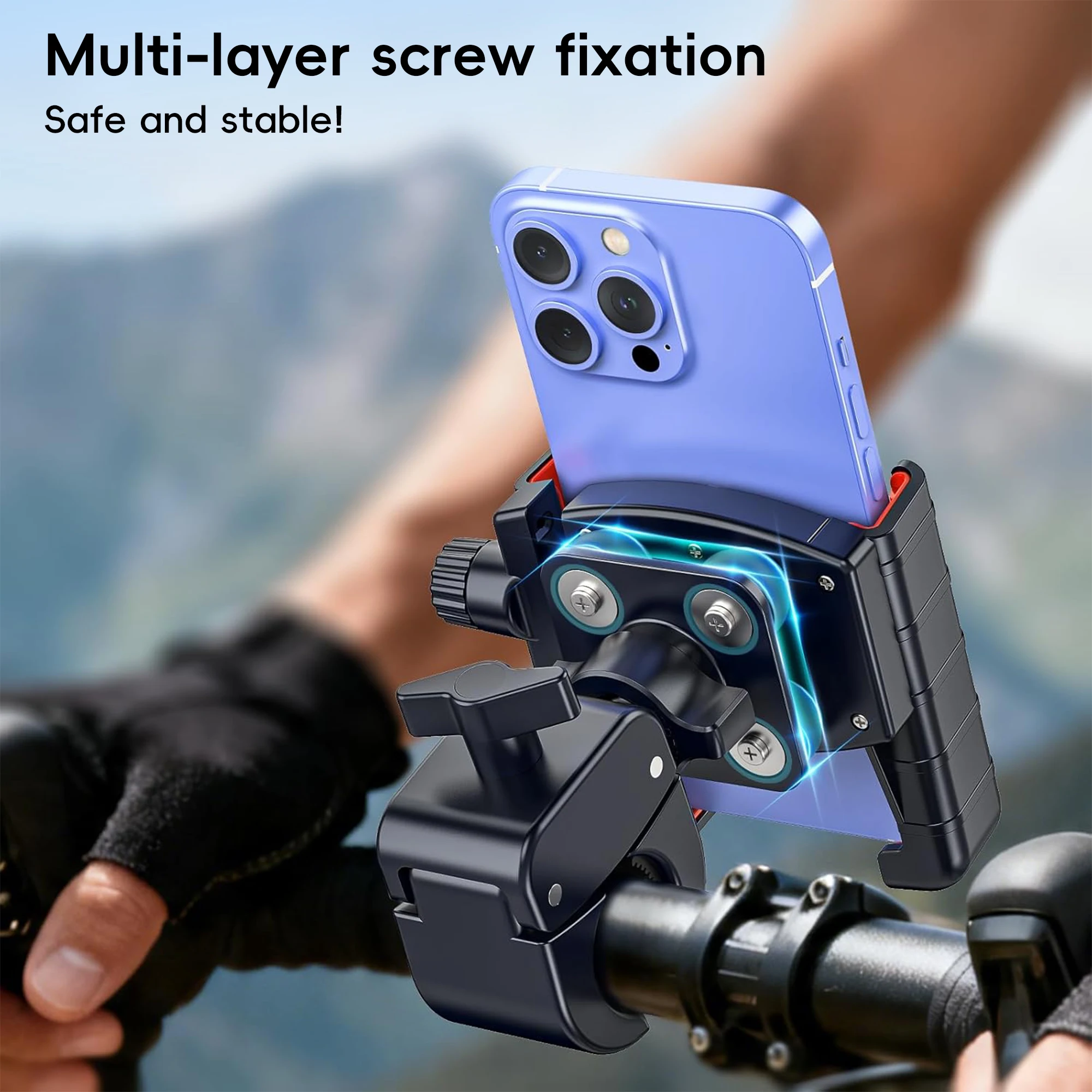 Anti-Vibrations-Handyhalterung, Schnellverschluss Stoßfeste Fahrrad- & Motorrad-Handyhalterung, Passend für iPhone für Fahrer, E-Bike, Kinderwagen – Detail 7