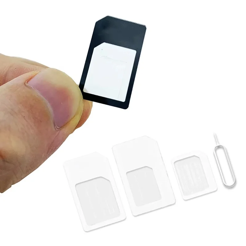 Universal 4 In 1 Micro Nano SIM Card Adapter Micro Sim Convert With Eject Pin Key Mobile Phone SIM Holder Set For Phone Tablet