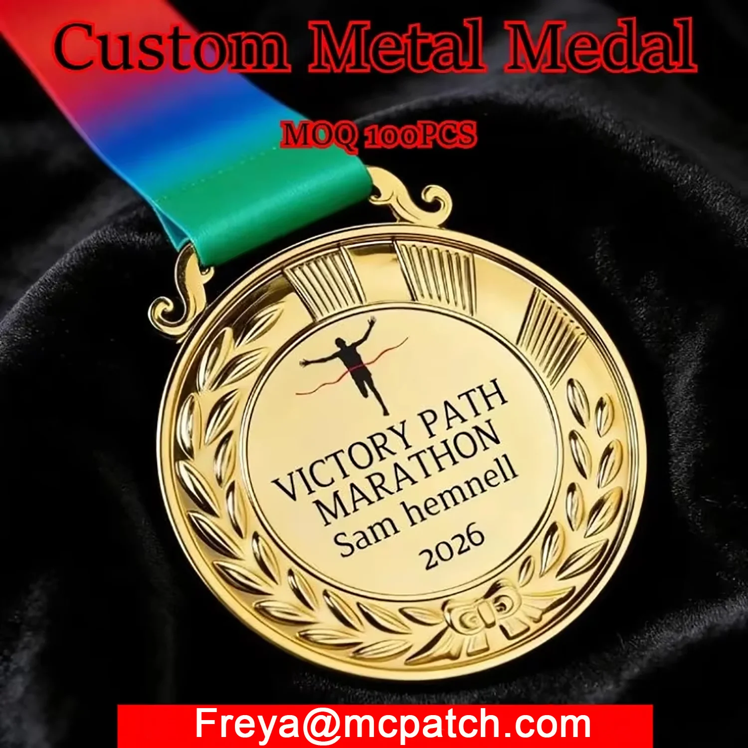 Custom Metal Medal with Ribbon Personalized Award Full Custom Shape Design Engraved Painted Medals MOQ 100PCS