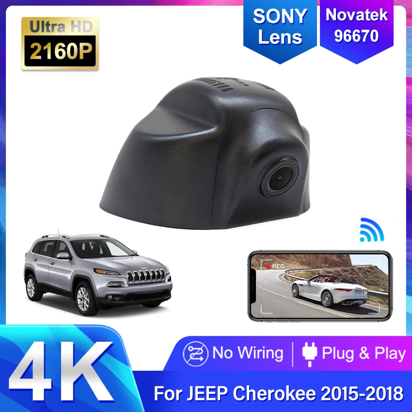 4K 2160P Wifi Car DVR Video Recorder Dashcam For Jeep Cherokee Low Configuration 2015 2016 2017 2018 Control by Mobile APP