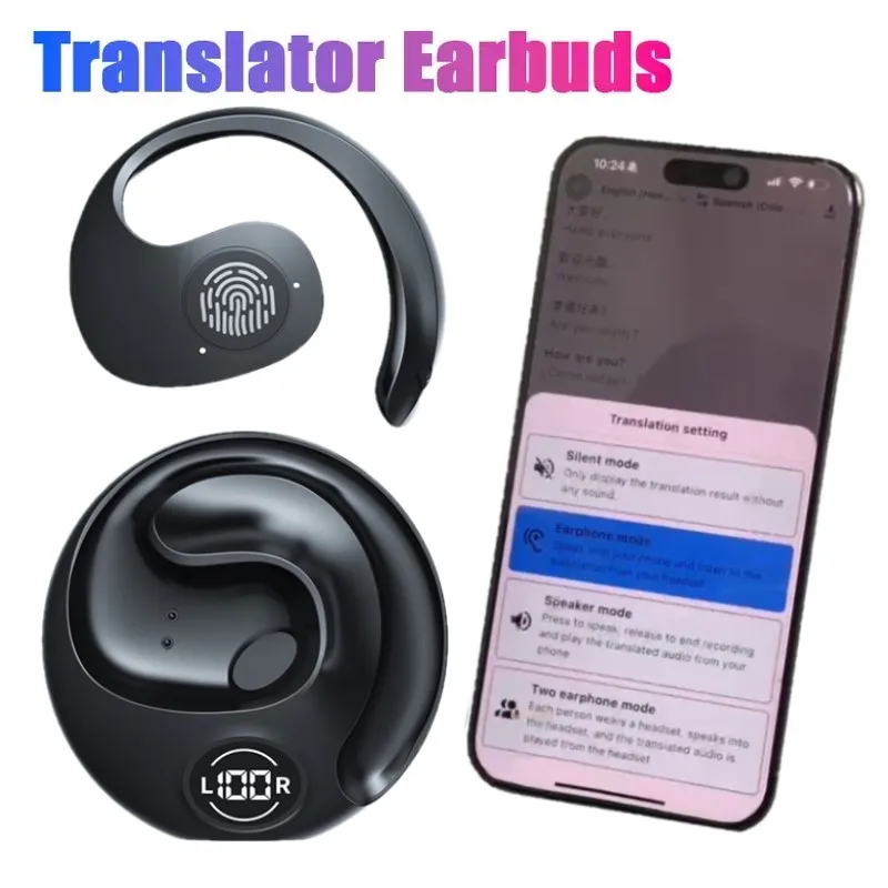 AI Translation Earphones, Capable of Translating 144 Languages Exquisite Compact Design Good Travel Learning Companion And Tool