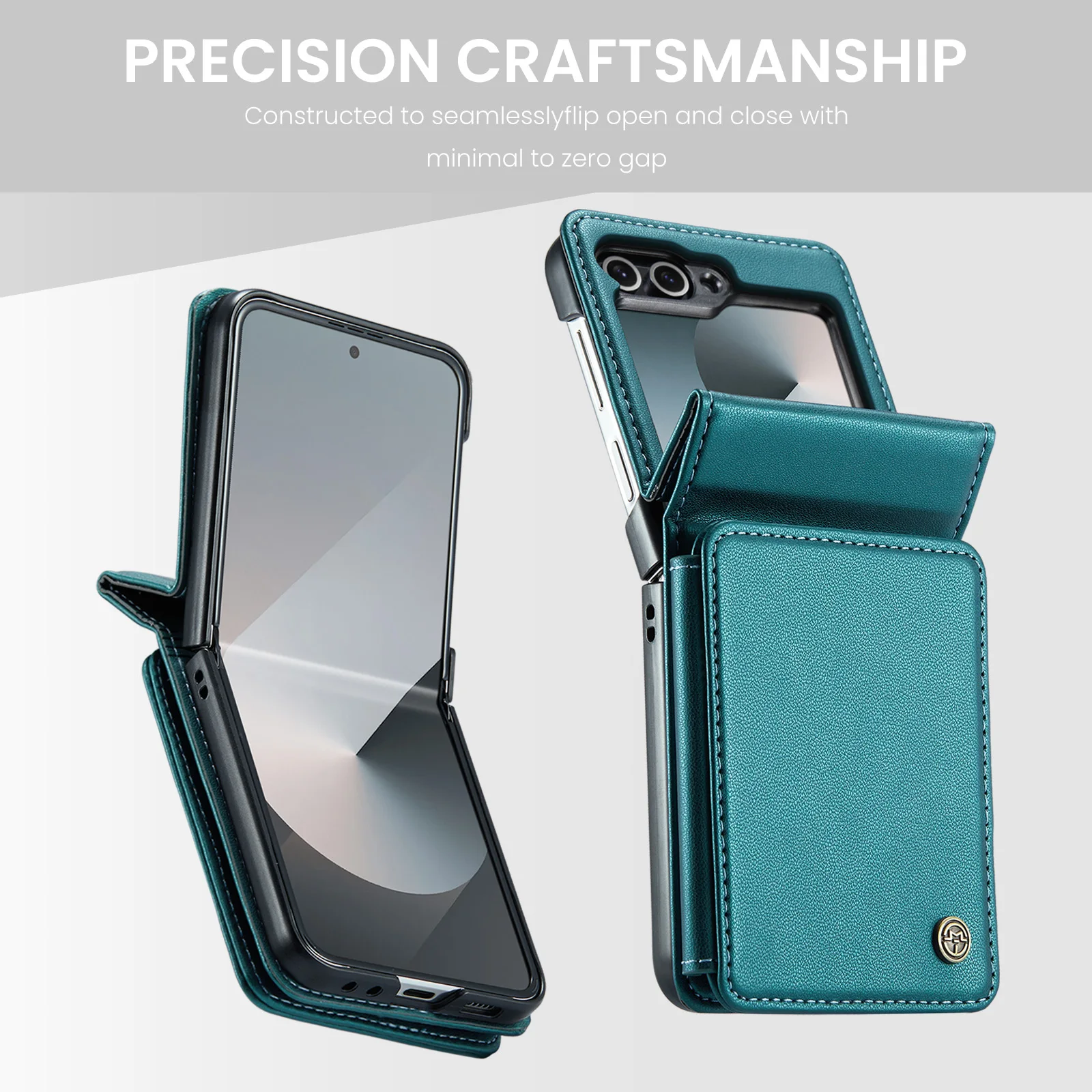 Leather Wallet Cards Solt Holder Case for Samsung Galaxy Z Flip 7 6 5 7fe 5G Flip6 Purse Pocket Bag RFID Multifunctional Cover