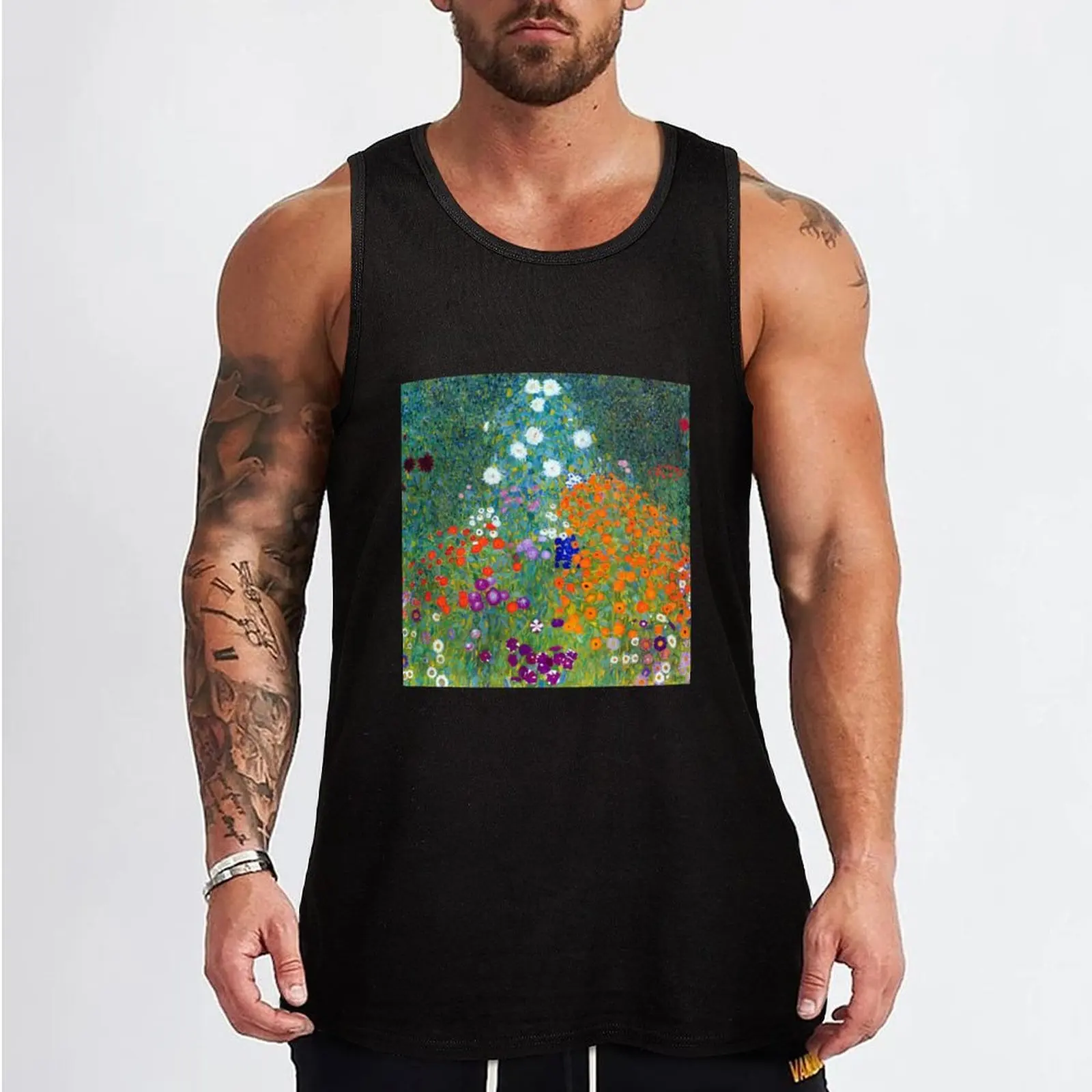 Gustav Klimt Flower Garden Tank Top best selling products anime clothes Men's sleeveless t-shirt bodybuilding for men