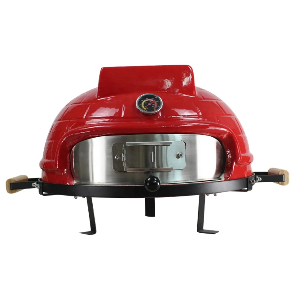 

SEB KAMADO Kamado 21 Inch Grill Tabletop Red Ceramic Wood Fired Pizza Oven for Home Garden Party Outdoor