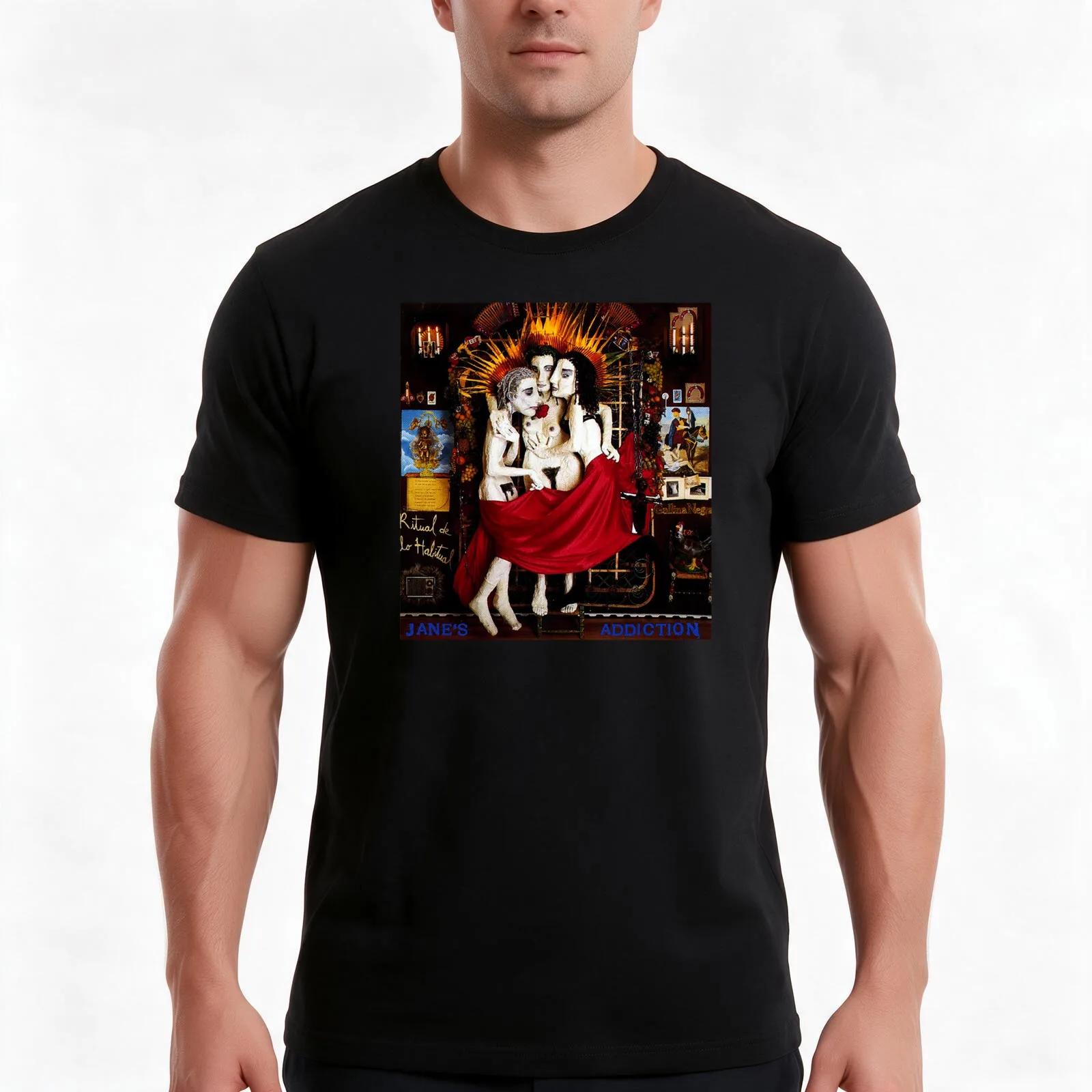 ritual T-Shirt, Summer Casual Cotton Tee, Oversized Streetwear Tops, Vintage Graphic Print, Loose Fit Short Sleeve, 100% Cotton