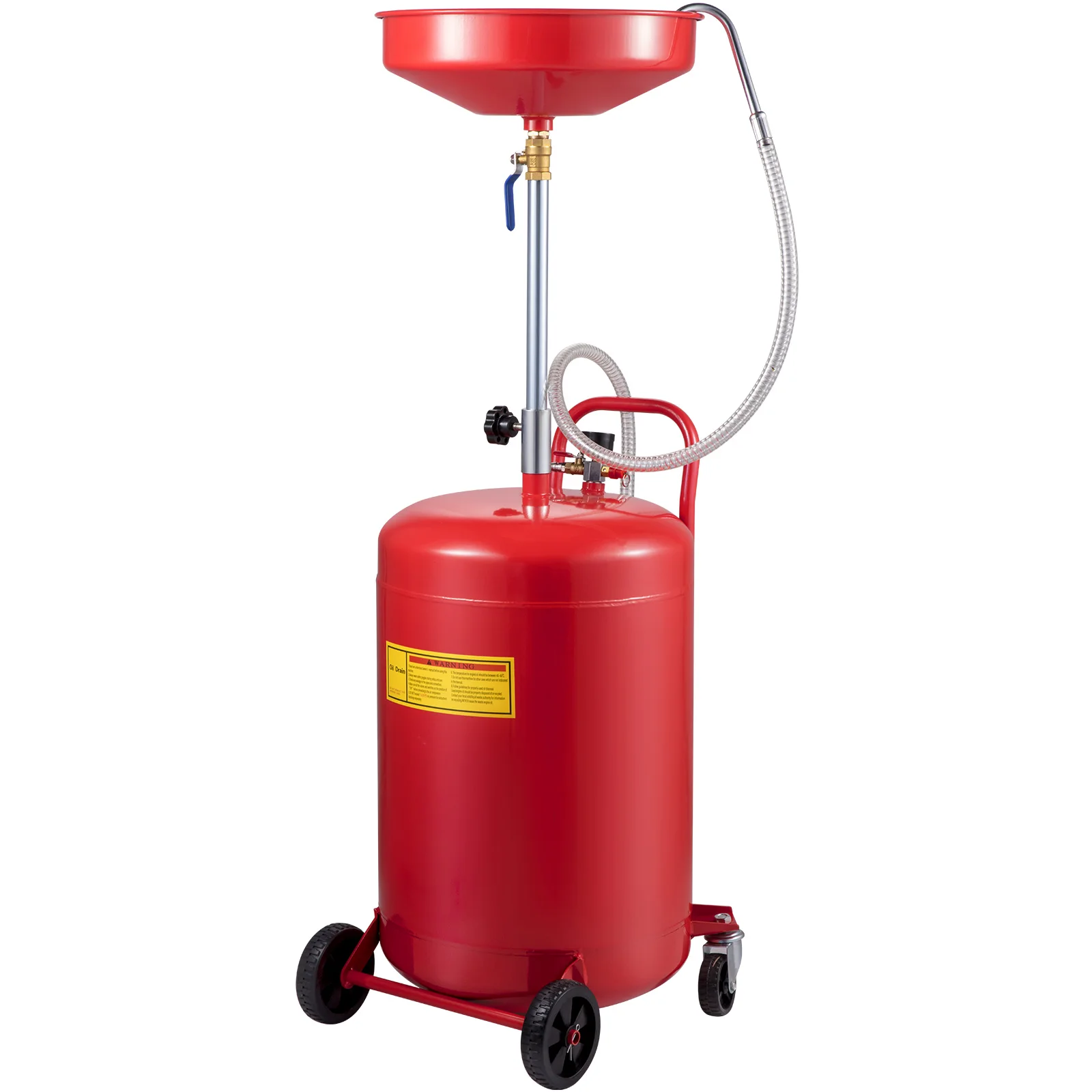 VEVOR 20GAL Portable Waste Oil Drain Tank, Fluid Fuel Transfer Drainage Adjustable Funnel Height with Wheel for Easy Oil Removal