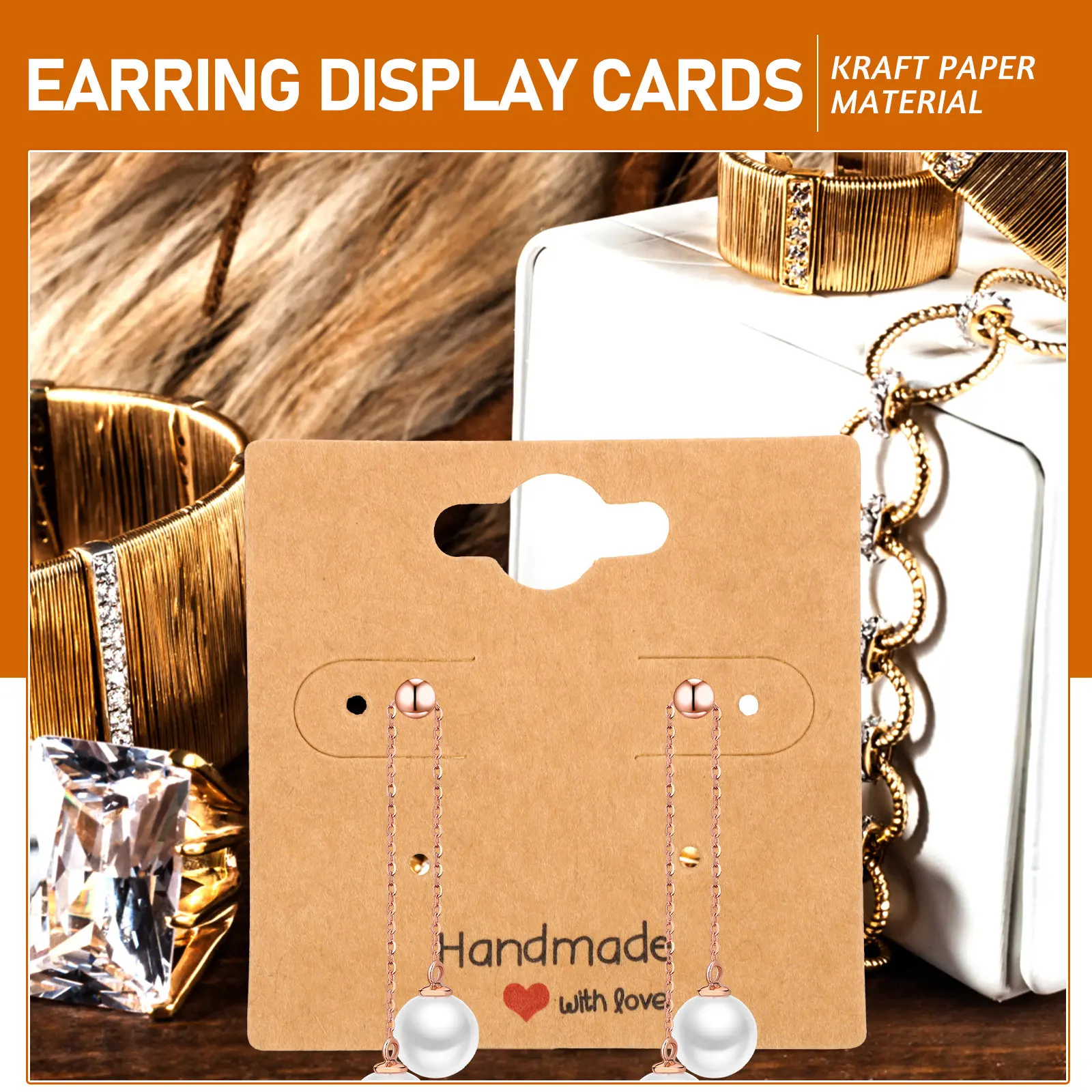 

100 Pieces Sturdy Eco Friendly Kraft Jewelry Display Cards Earring Necklace Bracelet Holder Cards for Retail Craft Show Home