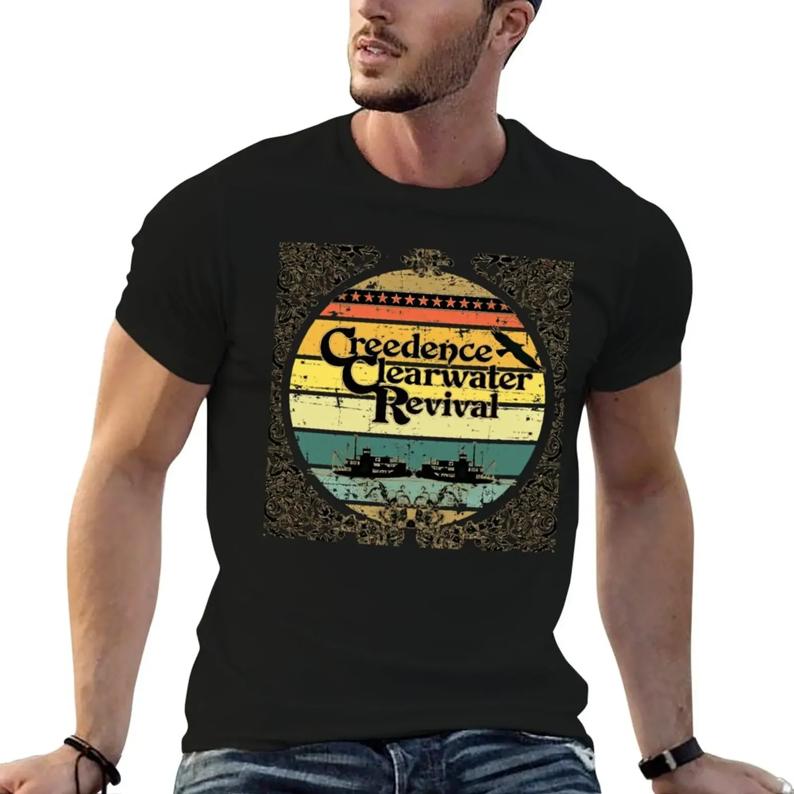 

Creedence Clearwater Revival Riverboats T-Shirt shirts graphic tee blue archive mens tall t shirts