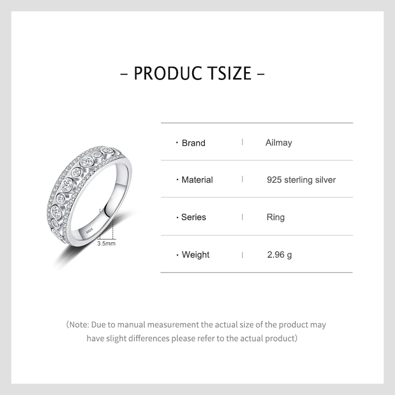 Ailmay Authentic 925 Sterling Silver Dazzling Round Zircon Rings For Women Wedding Engagement Fine Elegant Female Jewelry