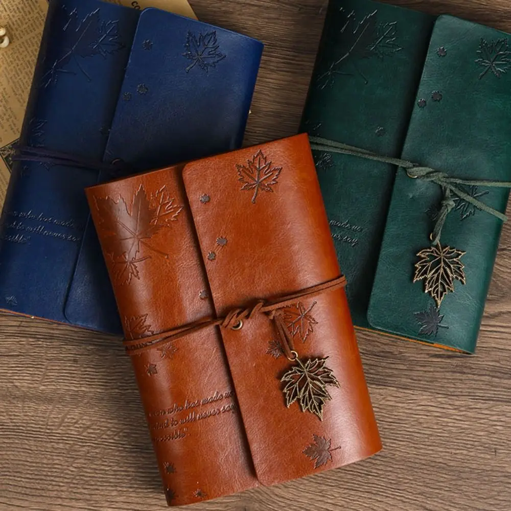 Handbooks A6 Travelers Vintage Notebook Kraft Paper PU Leather PU Leather Kraft Notebook Blank Binder Writing Supplies School