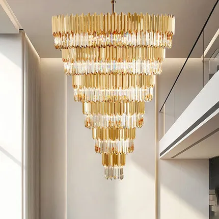 Big Luxurious Crystal Chandeliers Long Modern American Chandelier Lights Fixture LED Lamp Hotel Home Lighting Dia100cm H180cm