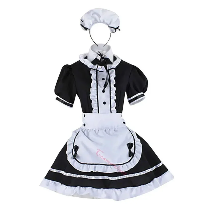 Anime Cosplay French apron maid dress Halloween makeup cosplay costume }