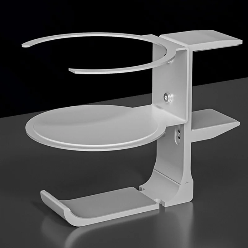 حامل أكواب بمشبك عملي للمكتب، حامل أكواب مضاد للانسكاب لطاولة المكتب، خطاف سماعة أذن مزدوج مع حامل مشروبات، فضي #2