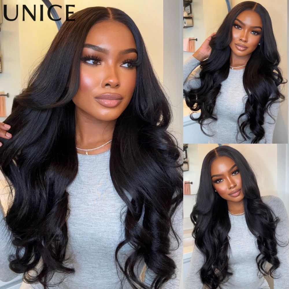 Unice شعر متموج ياكي الخامس جزء شعر مستعار مع الوجه خارج بانج EasiContour الرباط الخامس جزء شعر مستعار الحد الأدنى ترك خصلات الشعر المستعار الإنسان غلويليس
