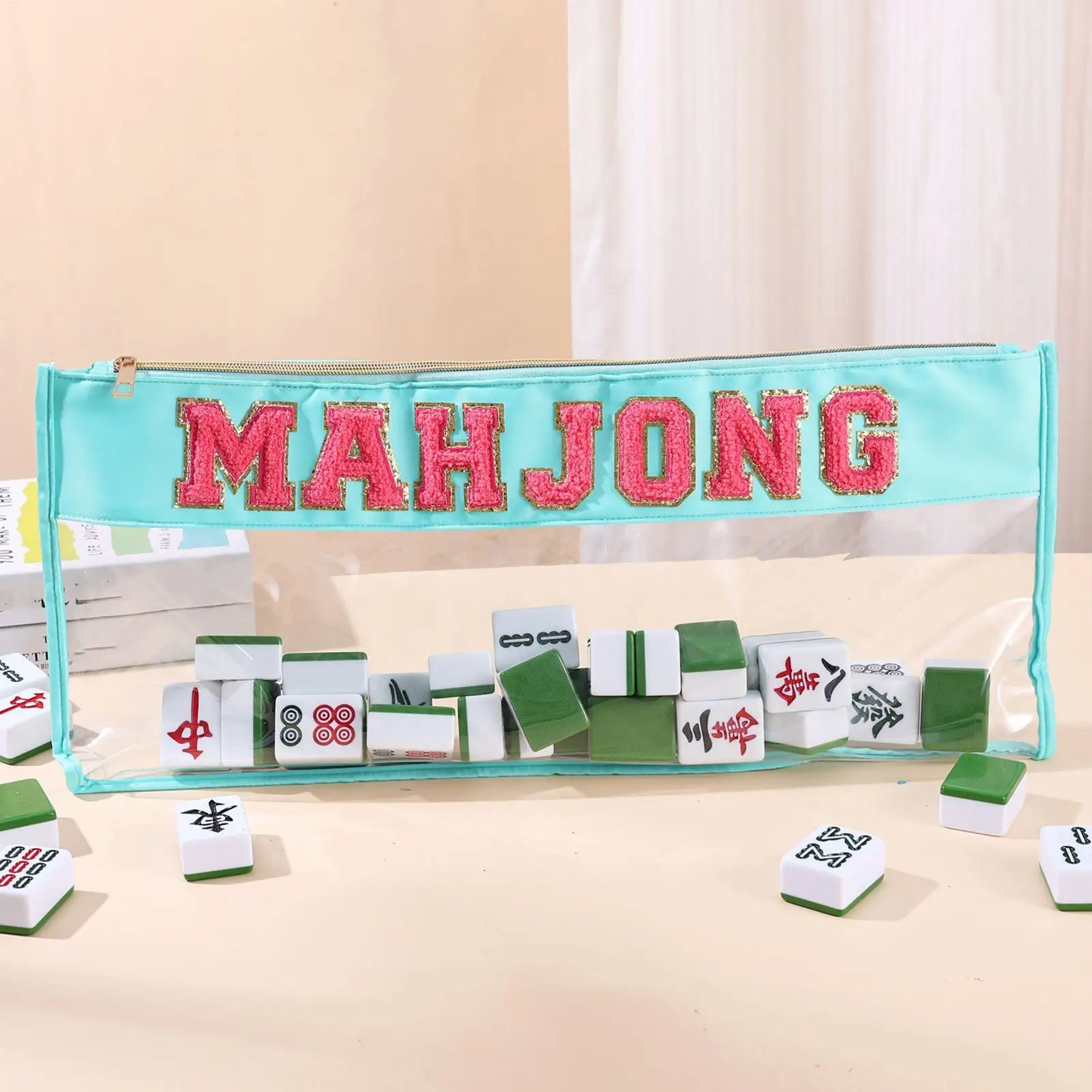 Mahjong Storage Bag Mahjong Tile Zippered Storage Bag Portable Organizer Case For Business Studio Home Travel Adults Teens